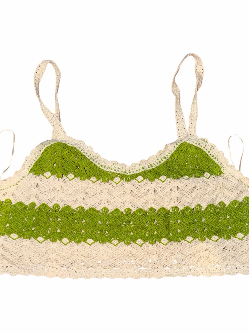 Rebellion Green and Cream Crochet High Waist Shorts Set - Picture 3 of 4